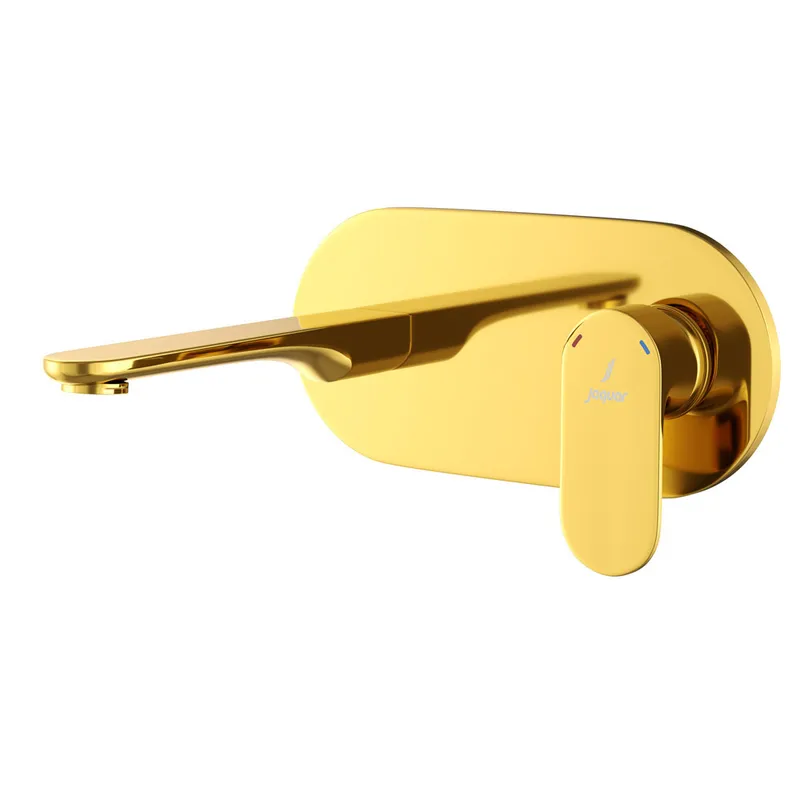 Jaquar Opal Gold Bright PVD Prime 2-Hole Wall-Mounted Basin Mixer in Gold Bright