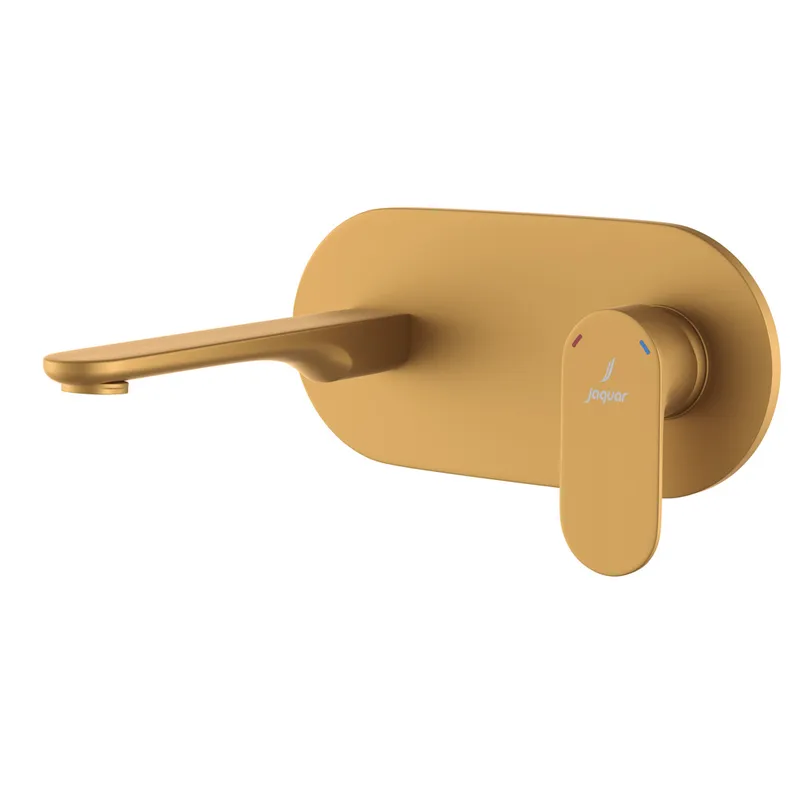 Jaquar Opal Gold Matt PVD Prime 2-Hole Wall-Mounted Basin Mixer in Gold Matt