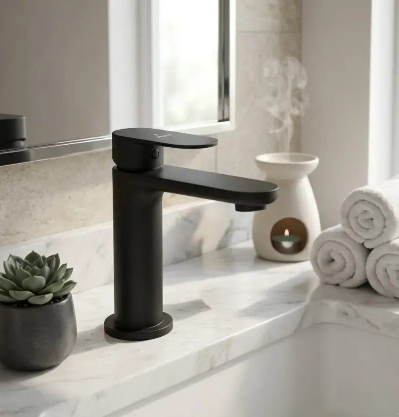 Jaquar Opal Black Matt Prime Mono Basin Mixer Includes Compatible click clack waste in Black Matt - photograph 2