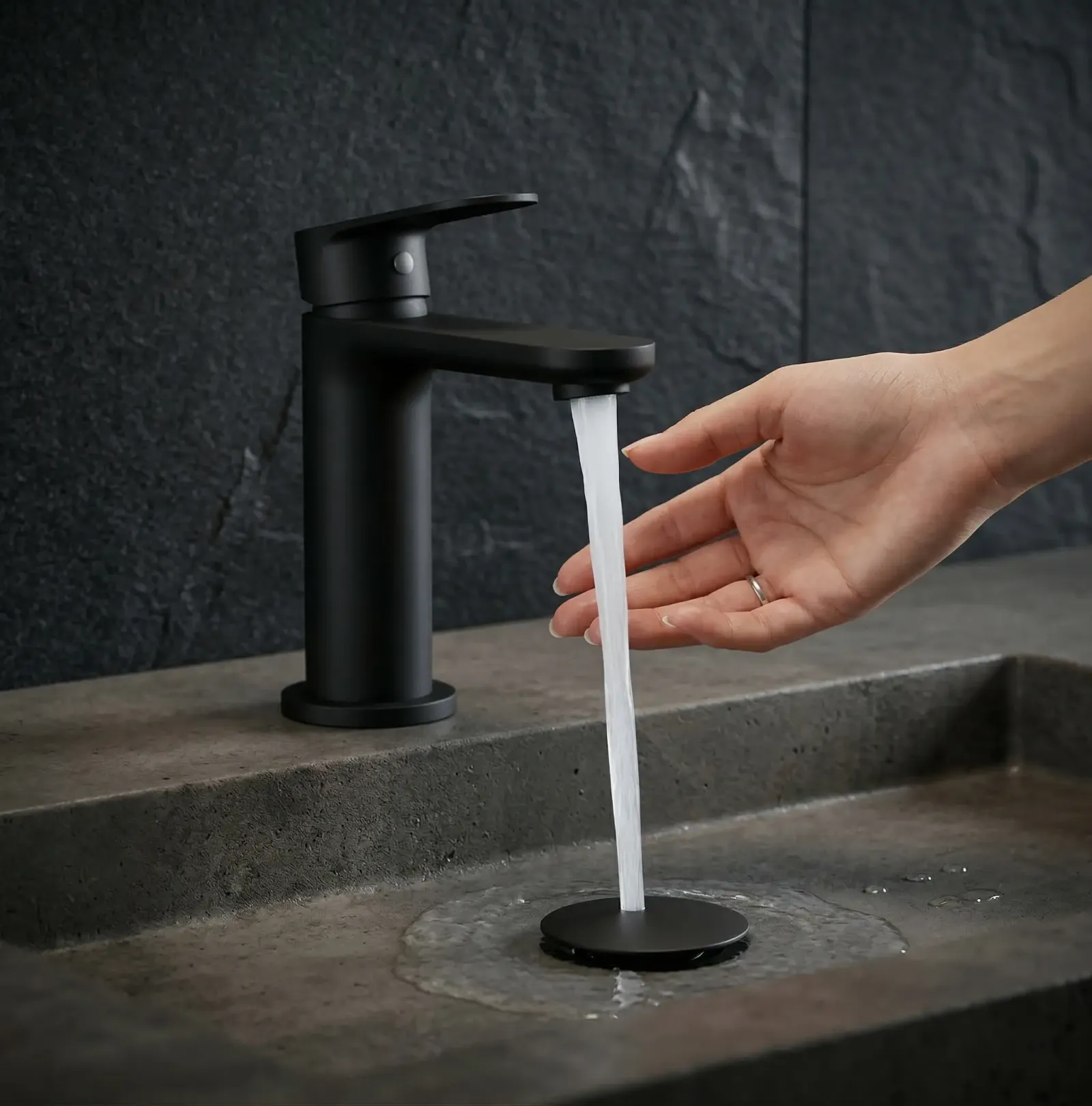 Jaquar Opal Black Matt Prime Mono Basin Mixer Includes Compatible click clack waste in Black Matt - photograph 6