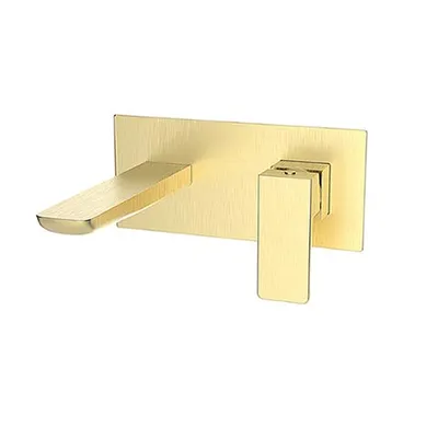 Kolt Brushed Brass Wall Mounted Basin Mixer Tap in Brushed Brass