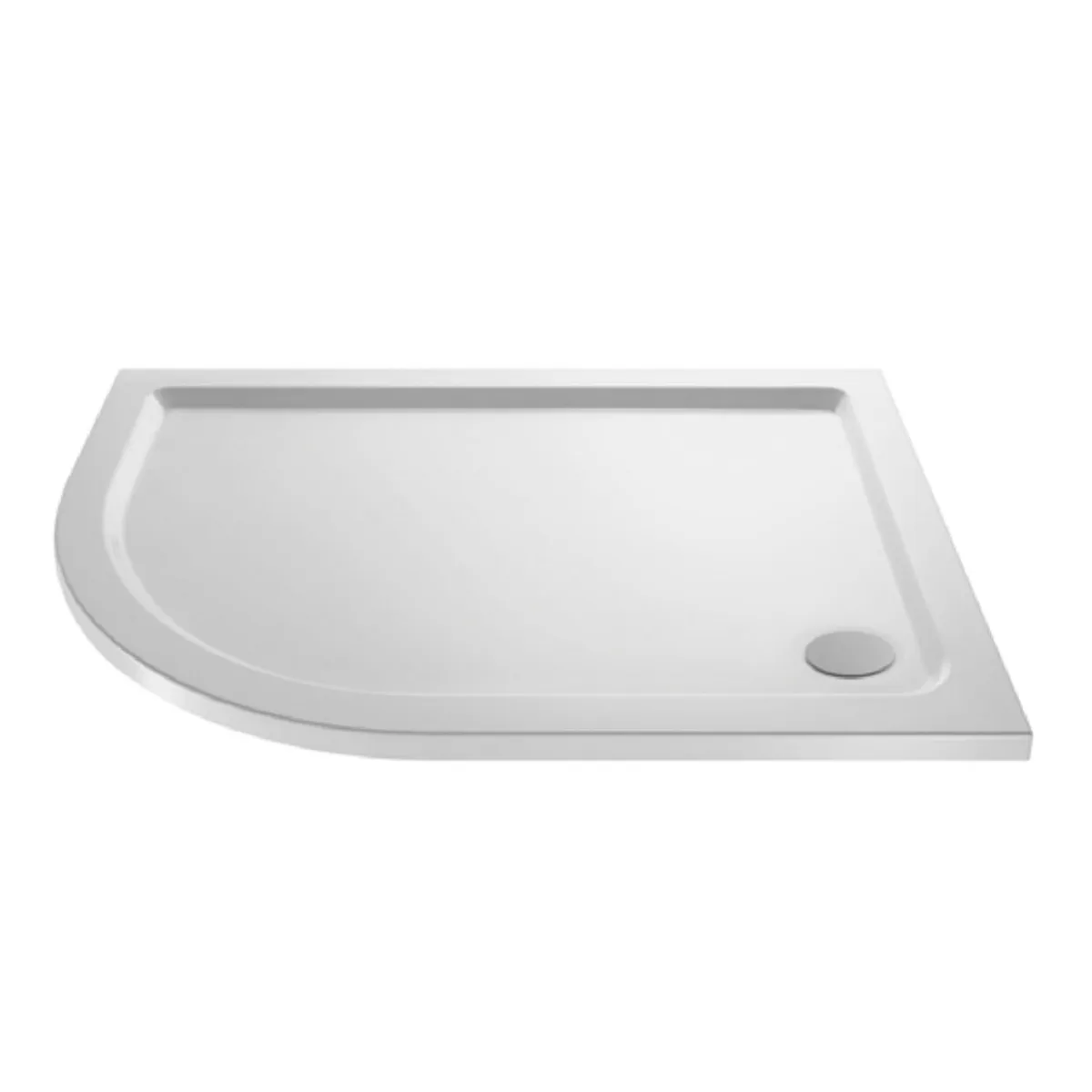 Left Hand OFF SET Quadrant White Shower Trays (1200 x 800mm) in White Gloss