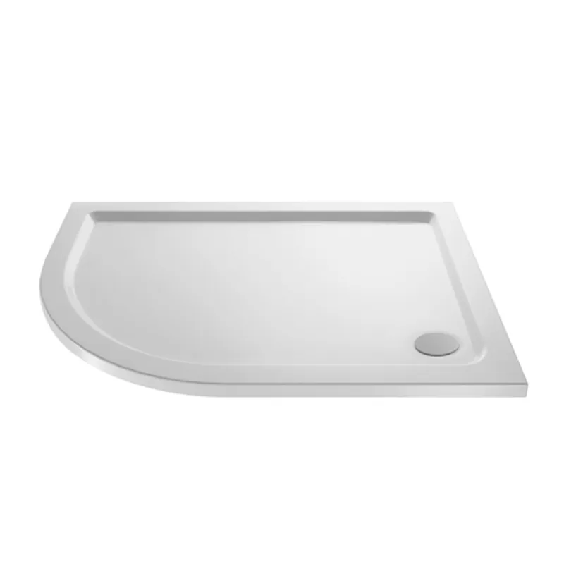 Left Hand OFF SET Quadrant White Shower Trays (900 x 760mm) in White Gloss