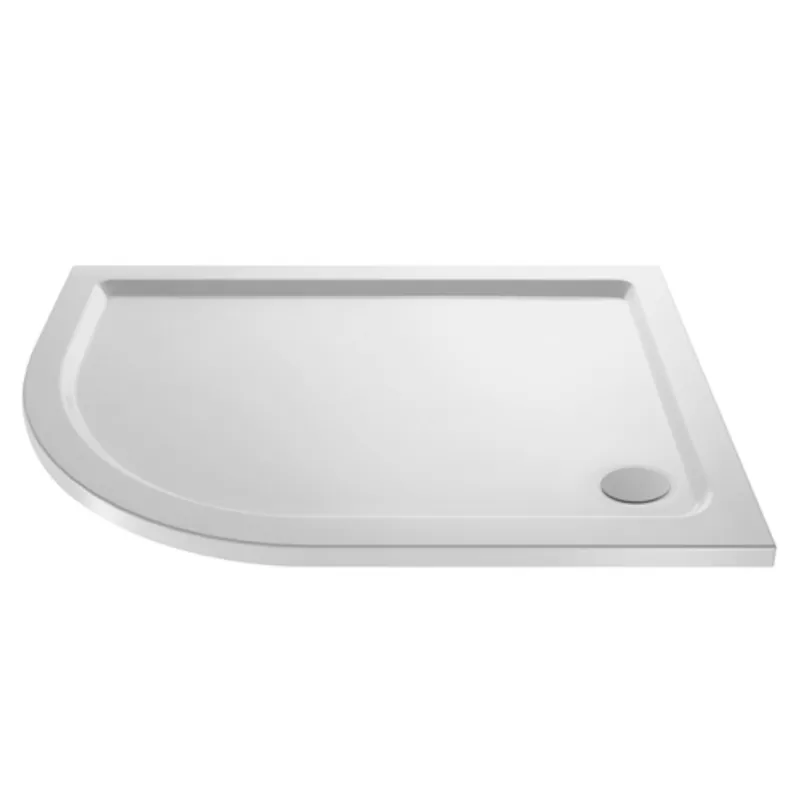 Left Hand OFF SET Quadrant White Shower Trays (900 x 800mm) in White Gloss