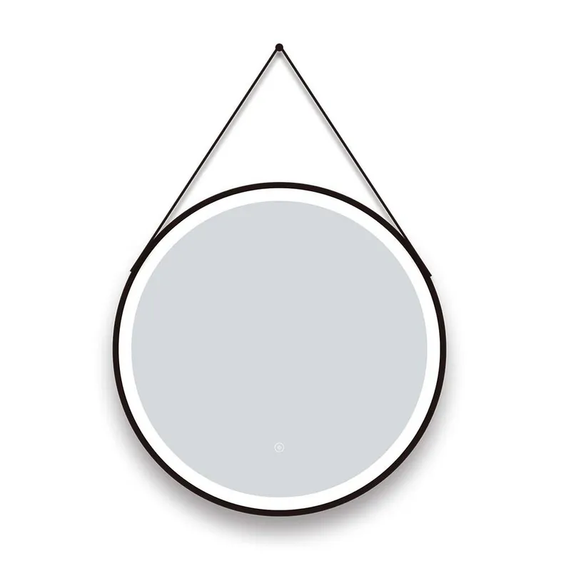 Lucia Black LED round Mirror-600 in Black