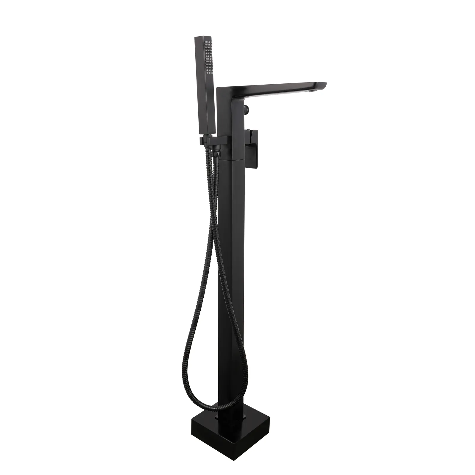 Marino Floor Mounted Single Lever Bath Shower Mixer With Kit Black Matt in Black Matt