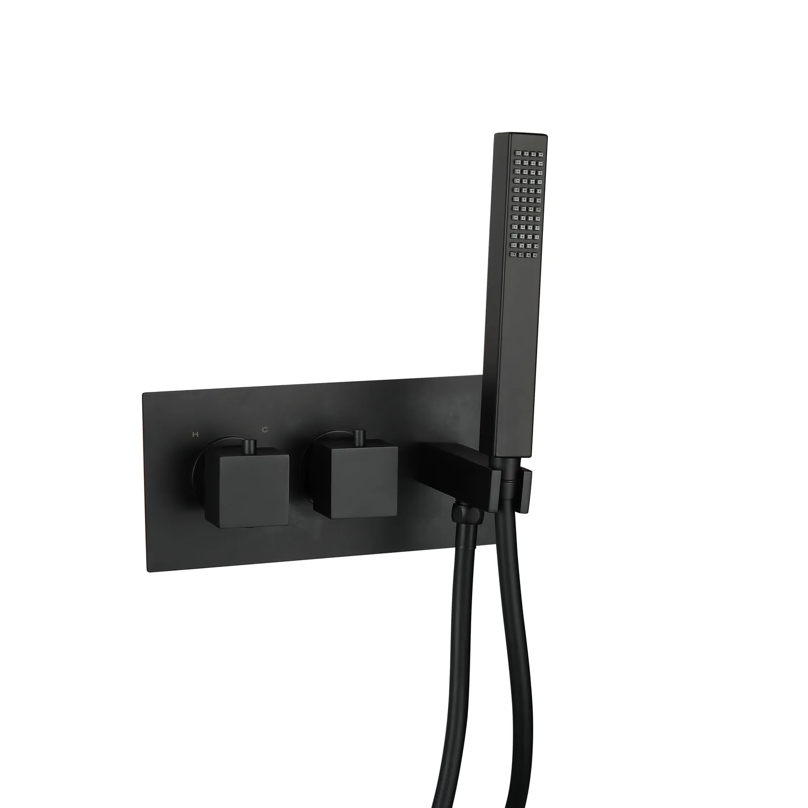 Messina 2 Outlet Thermostatic Concealed Shower Mixer With Kit Black Matt in Black Matt