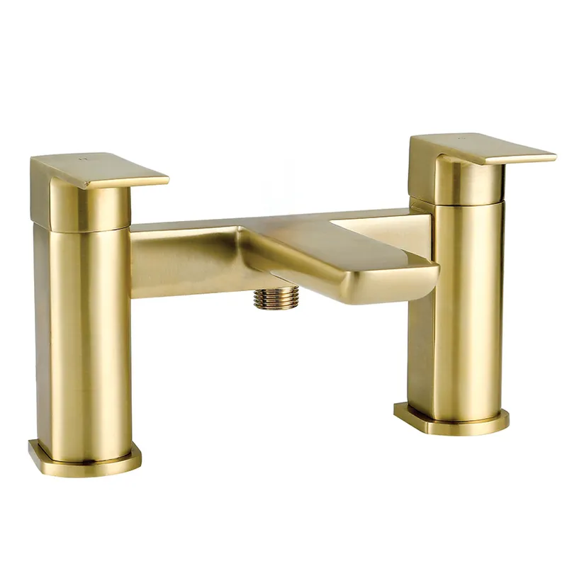 Messina Dual Lever H Type Bath Filler Mixer Tap Brushed Gold in Brushed Gold