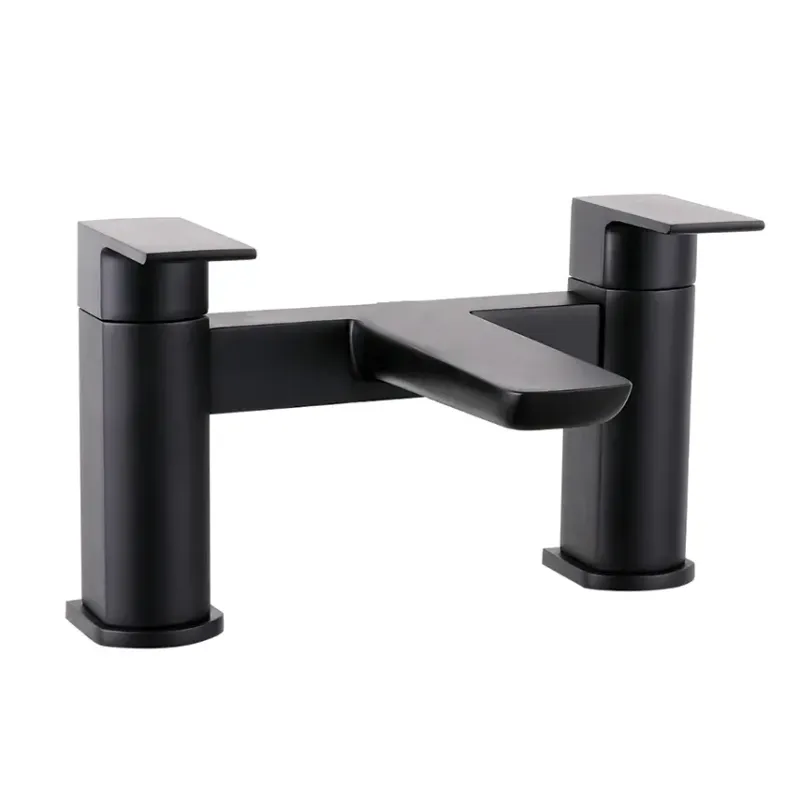 Messina Dual Lever H Type Bath Filler Mixer Tap Black Matt in Black Matt