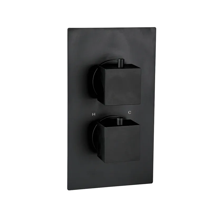 Messina One Outlet Thermostatic Concealed Shower Mixer Black Matt in Black Matt