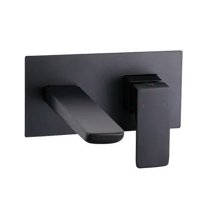 Messina Single Lever Wall-Mounted Mixer with Spout Black Matt in Black Matt
