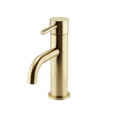 Ottone Brushed brass Basin Mixer Tap With Waste in Brushed Brass
