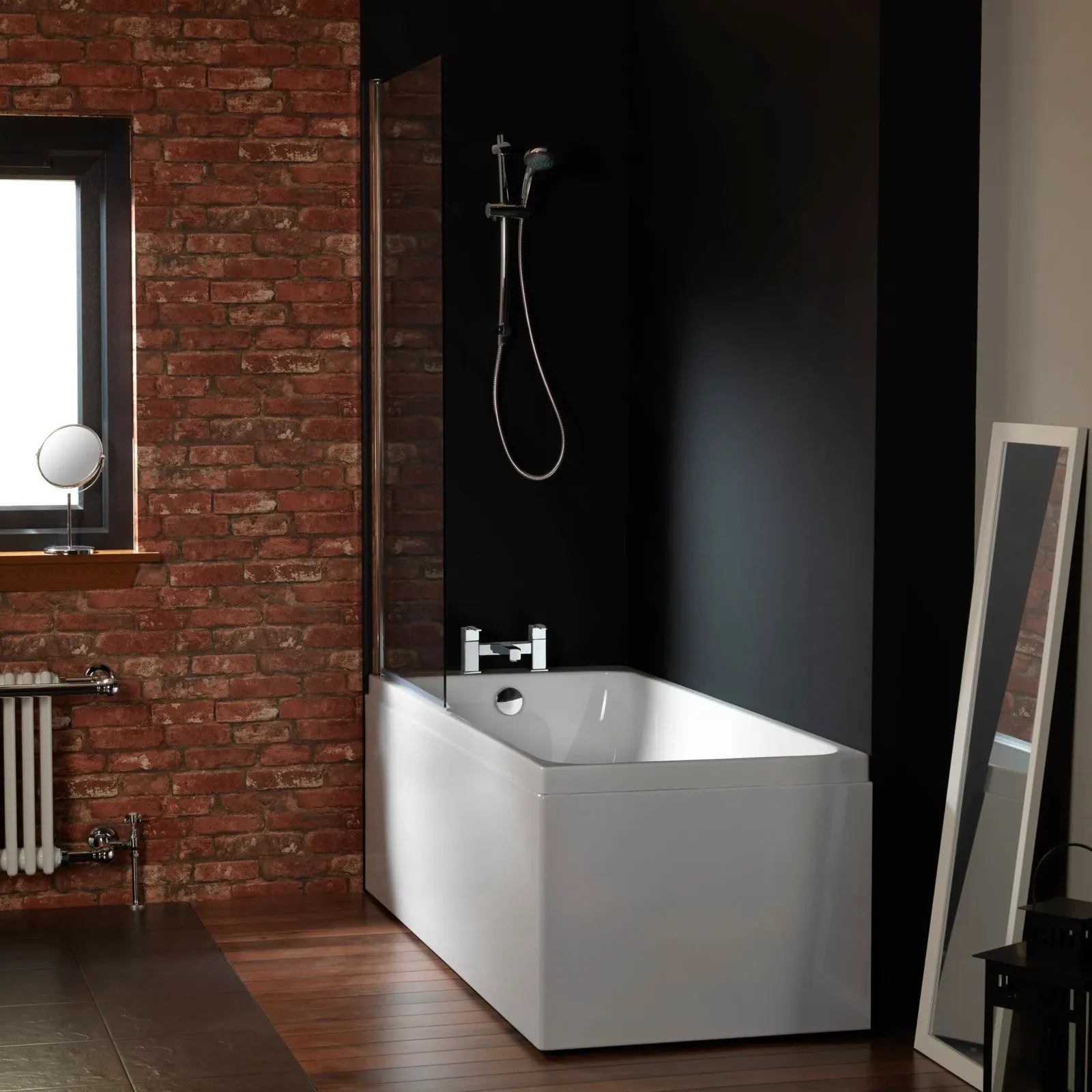 PROFILE Thin Rim Carronite Single Ended Bath with Legs 1750x750mm in White Gloss