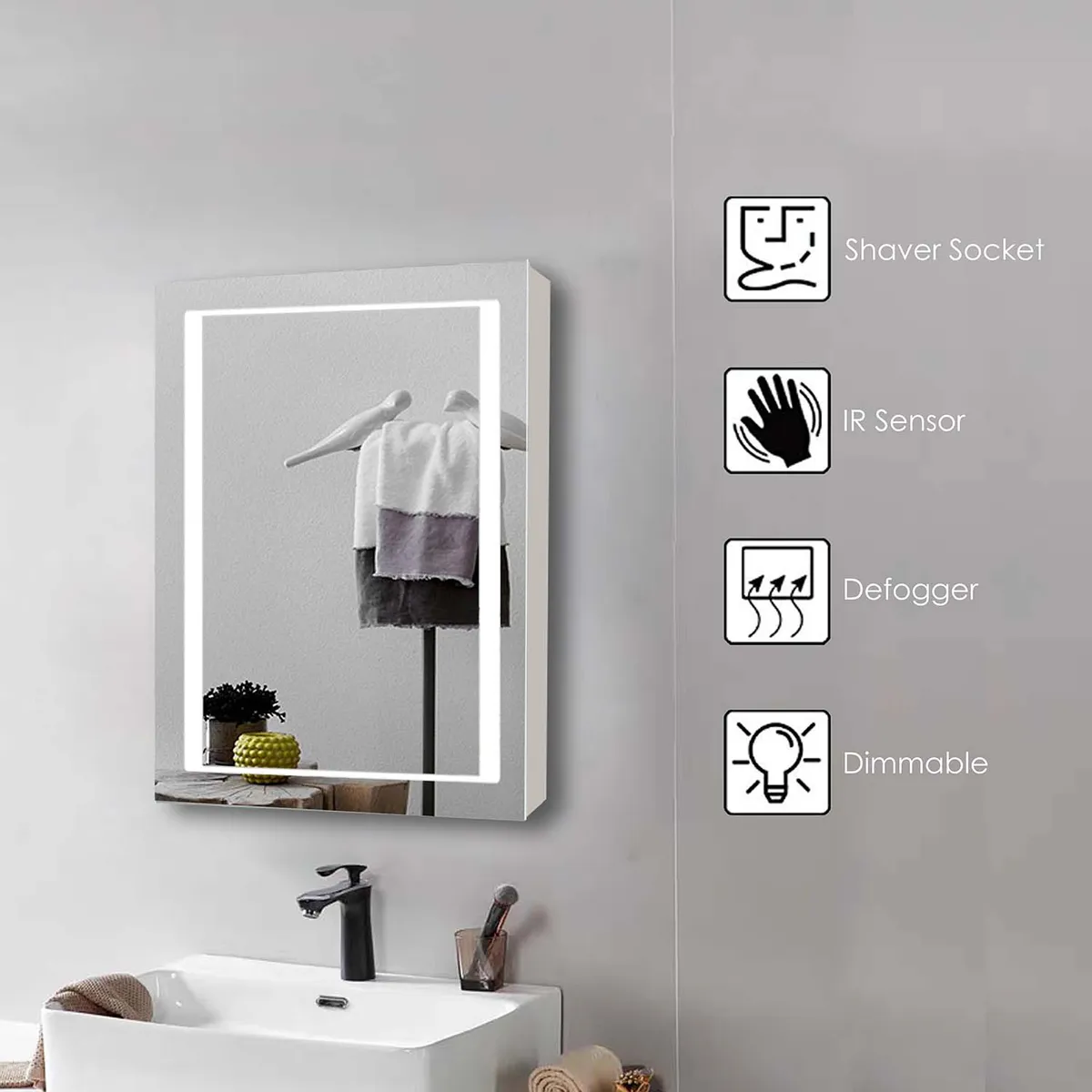 Shine Led Mirror Cabinet Single door 500 in default