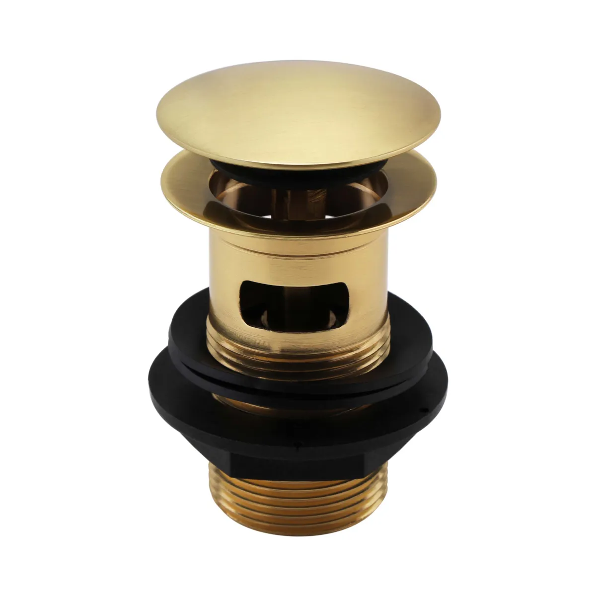 Slotted Brushed Brass Clicker Basin Waste in Raw Brass (concealed)