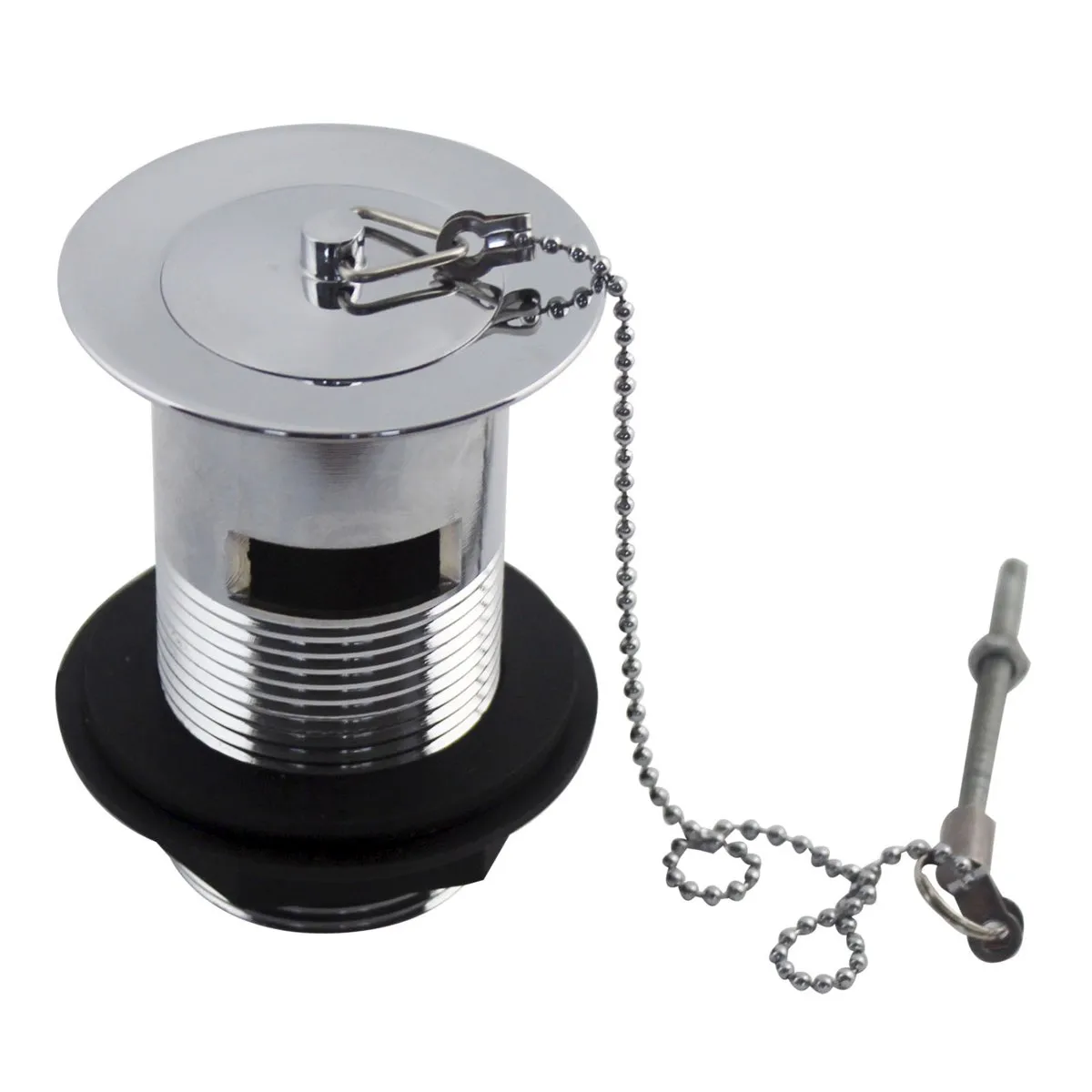 Slotted CP Chrome with Metal Plug & Plastic Backnut Basin Waste in Chrome - photograph 2