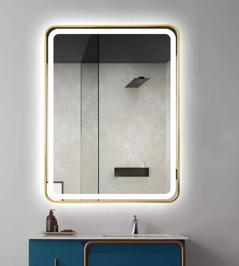 Sofia Brushed Gold LED Mirrors 600 in Brushed Gold
