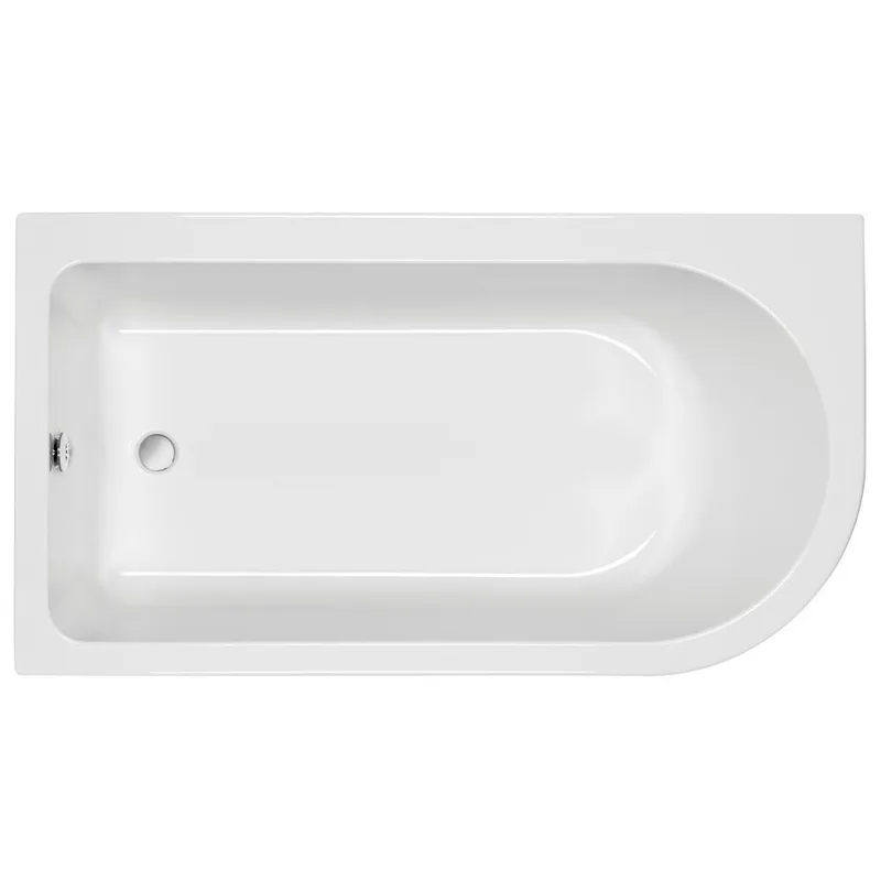 Status J-Shaped Carronite Single Ended Bath + Curved Panel Right Hand Option 1600x725mm RH CNITE in White Gloss - photograph 2