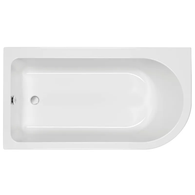 Status J-Shaped Single Ended Bath + Curved Panel Right Hand Option 1600x725mm RH in White Gloss - photograph 2