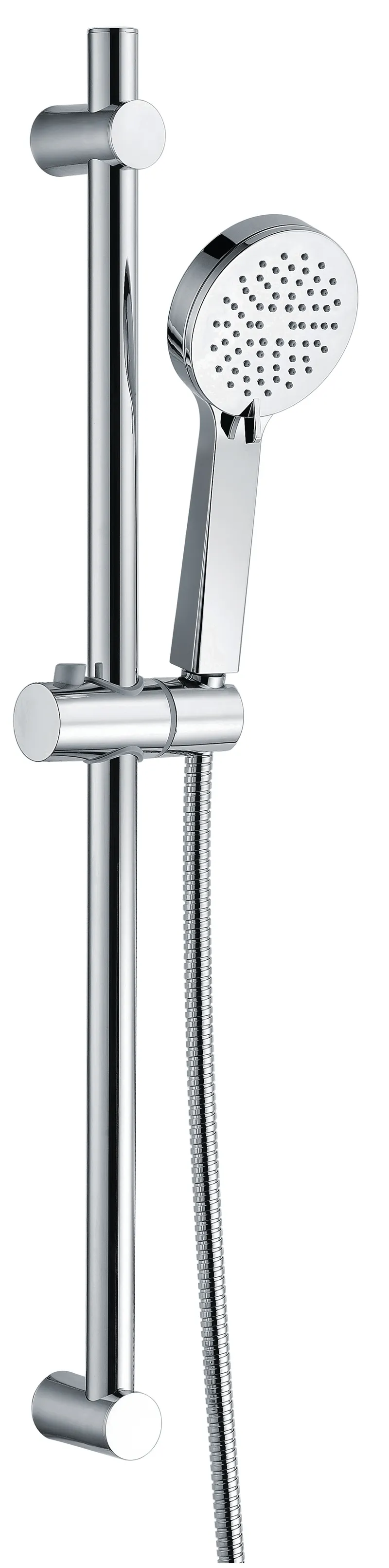 Thermostatic concealed Chrome Plated shower valve Two Cross Head 2 Outlets, Round Overhead shower with Luxury slide rail kit adjustable in Chrome - photograph 3