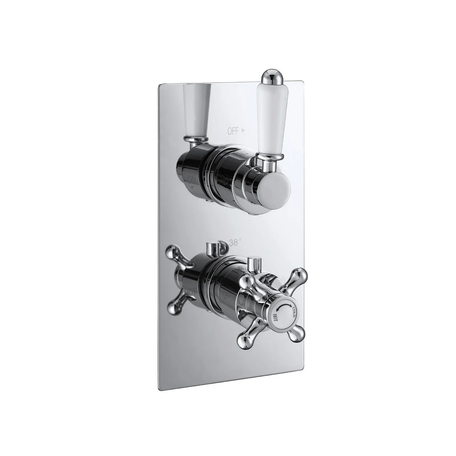Traditional Thermostatic Concealed Shower Mixer One Outlet handle & Knobs Chrome Plated in Chrome