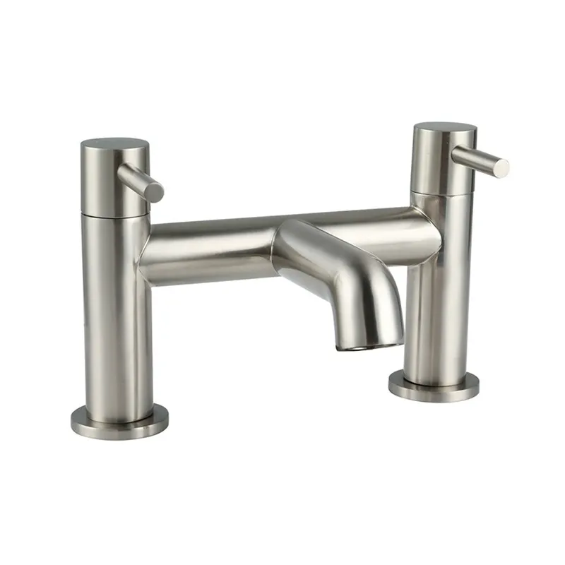 Treviso Dual Lever H Type Bath Filler and Shower Mixer Brushed Nickel in Brushed Nickel