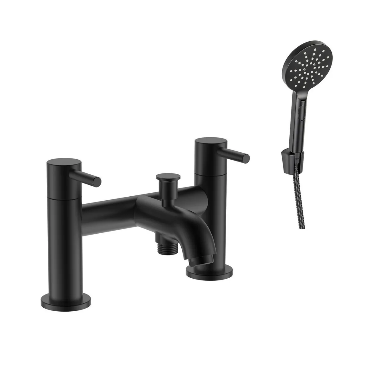 Treviso Dual Lever H Type Bath Filler and Shower Mixer With Kit Black Matt in Black Matt