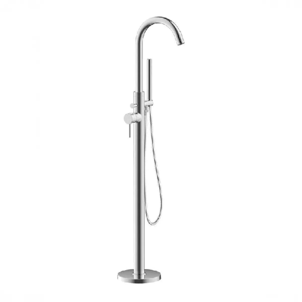 Treviso Floor Mounted Single Lever Bath Shower Mixer With Kit Chrome Plated in Chrome