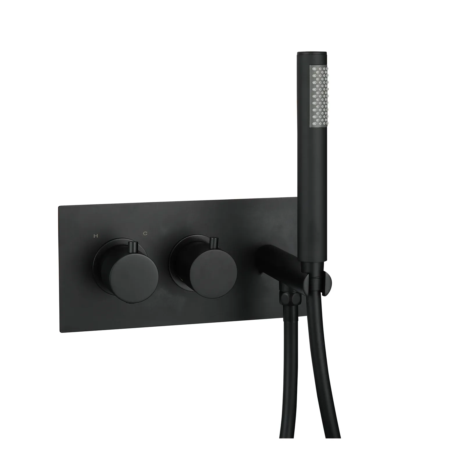 Treviso Thermostatic concealed Shower mixer with kit 2 outlets Black Matt in Black Matt
