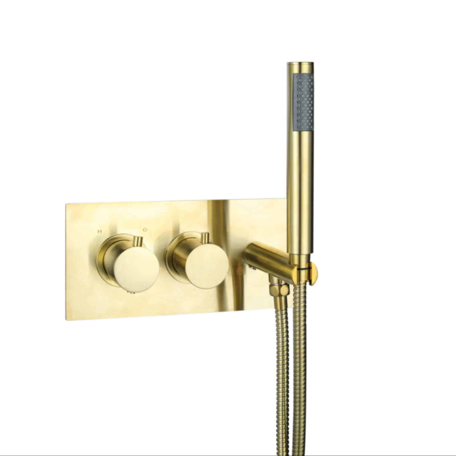 Treviso Thermostatic concealed Shower mixer with kit 2 outlets Brushed Gold in Brushed Gold