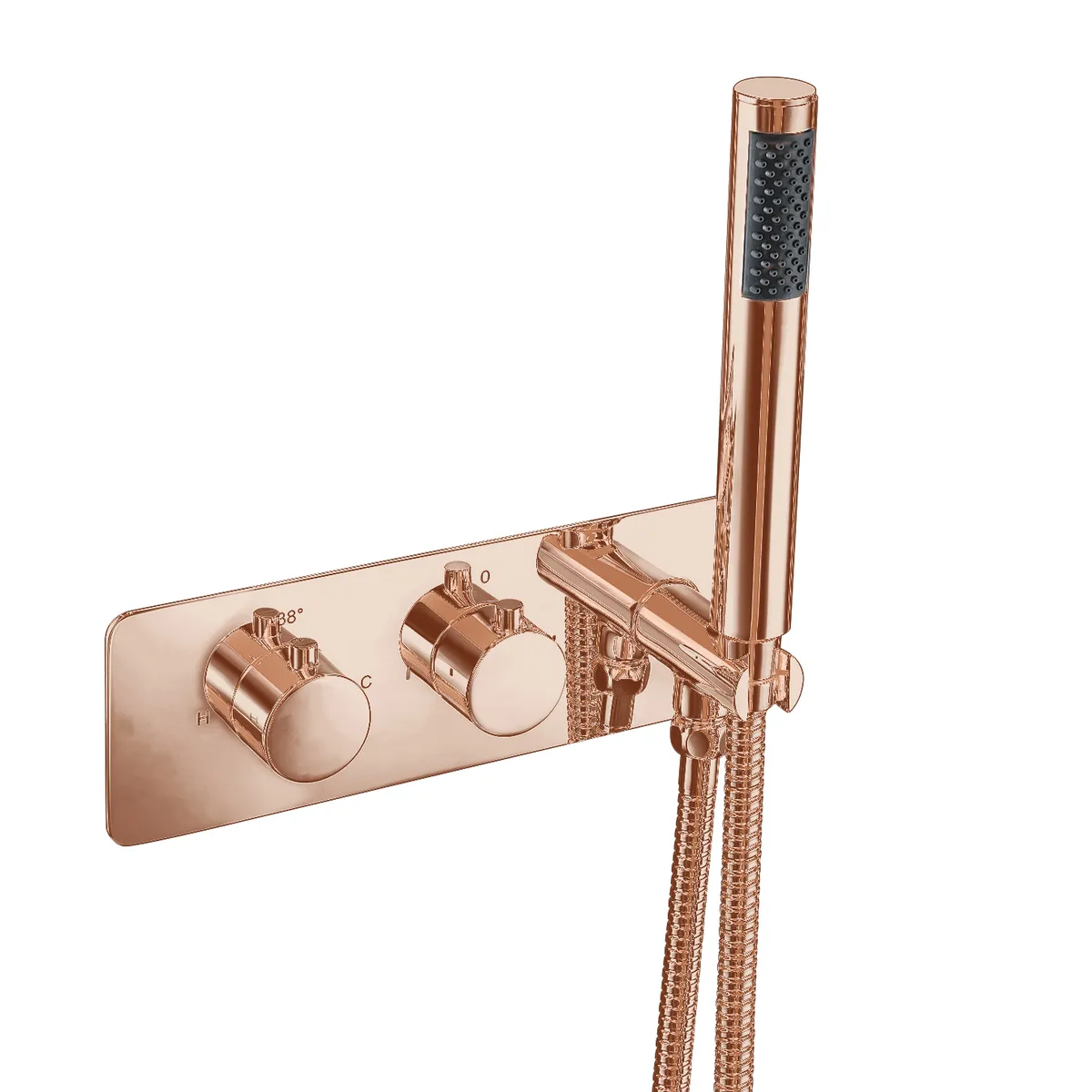 Treviso Thermostatic concealed Shower mixer with kit 2 outlets Brushed Rose Gold in Brushed Rose Gold
