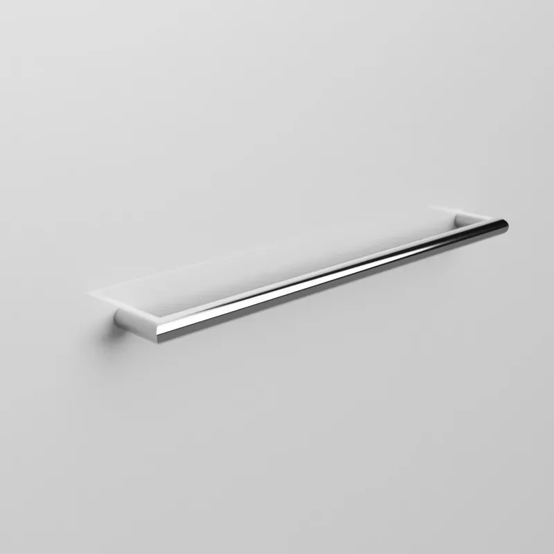 Tulsi Dual Attachment Single Bar Medium Round Towel Rail Polished in Polished