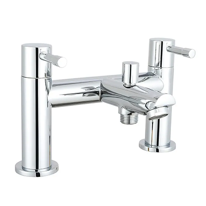 Turin Dual Lever H Type Deck-Mounted Bath & Shower Kit Chrome Plated in Chrome