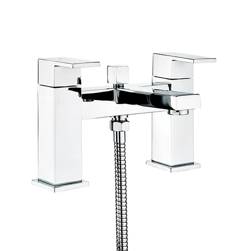 Tuscany Dual Lever H Type Deck Mounted Bath Shower Mixer With Kit Chrome Plated in Chrome