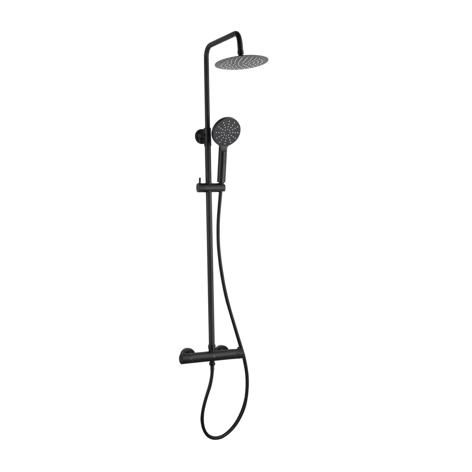 Voss 2 Outlets Thermostatic Shower Mixer With Rigid Riser Kit Black Matt in Black Matt