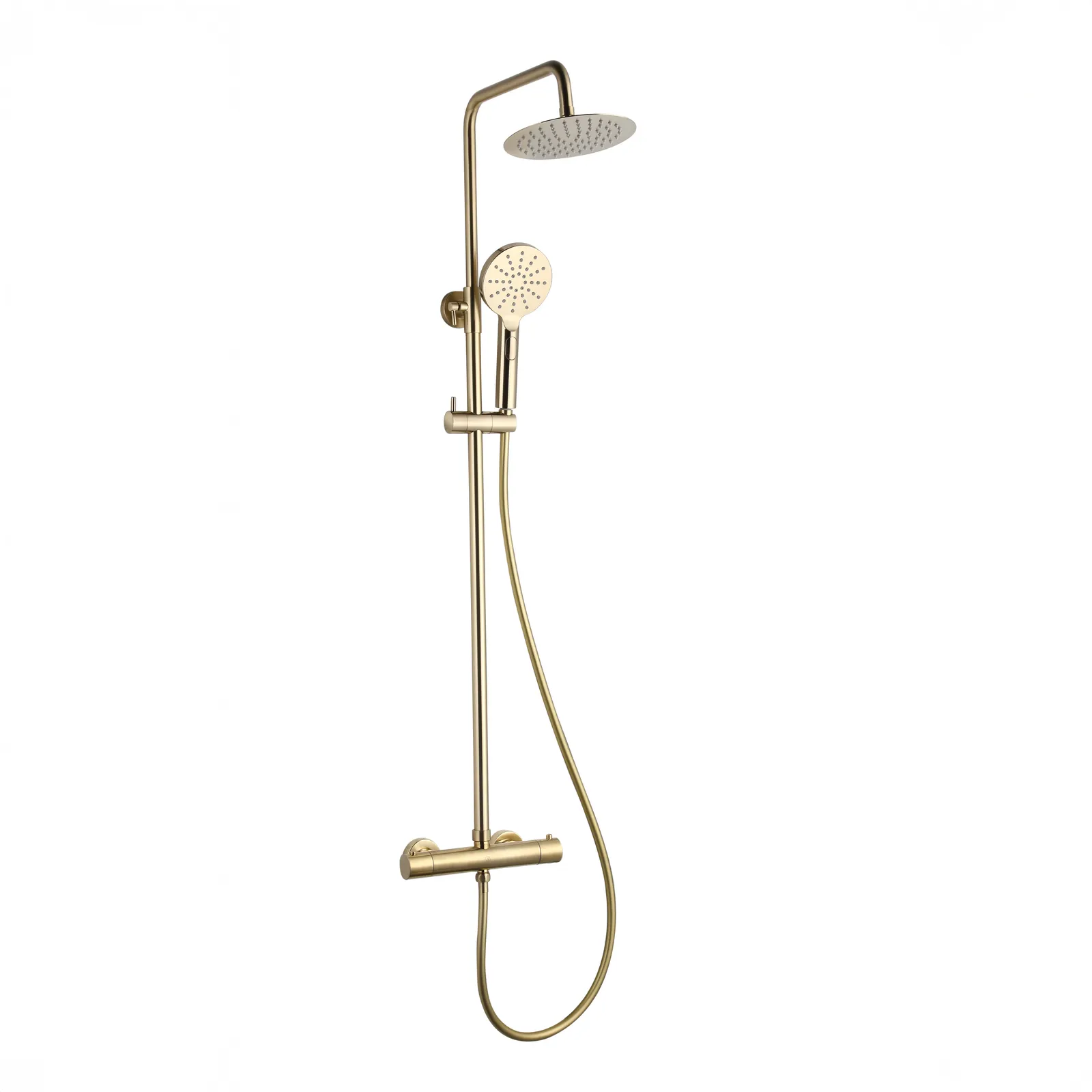 Voss 2 Outlets Thermostatic Shower Mixer With Rigid Riser Kit Brushed Gold in Brushed Gold