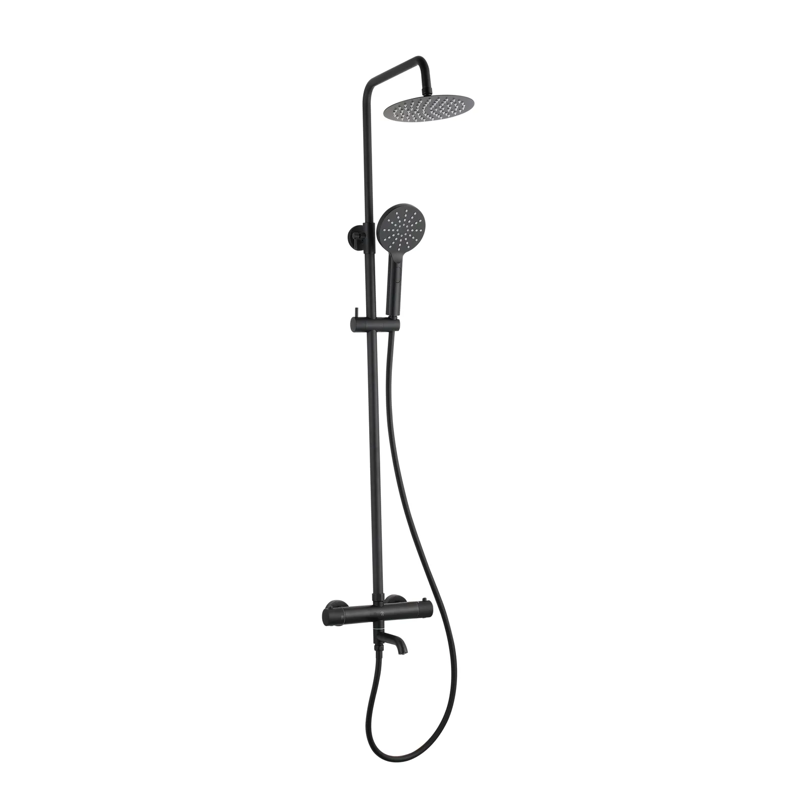 Voss 3 Outlets Thermostatic Shower Mixer With Rigid Riser Kit Black Matt in Black Matt