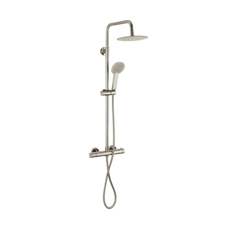 Voss 3 Outlets Thermostatic Shower Mixer With Rigid Riser Kit Brushed Nickel in Brushed Nickel