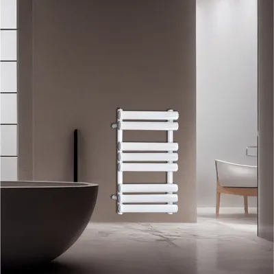 White Oxford Single Designer Vertical Towel Radiator 1200mm x 500mm in White Gloss