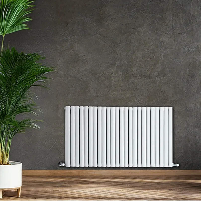 White Rome Double Designer Horizontal Column Radiator 400mm x 600mm in White Gloss