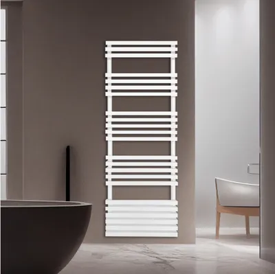 White York Single Designer Vertical Towel Radiator 1200mm x 500mm in White Gloss